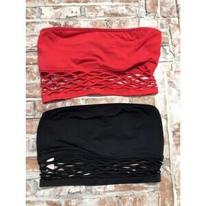 LOT 2X VICTORIA'S SECRET PINK BRALETTE TUBE WEEKENDER SEAMLESS STRAPLESS Sz SM